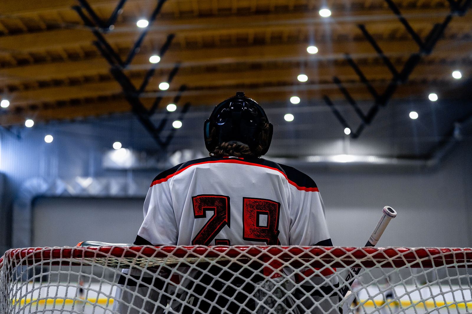 Goalie in action